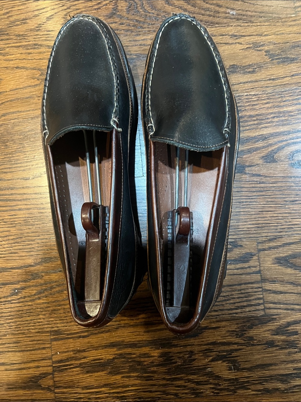 Allen Edmonds Black Leather Slip-On Loafers with Brown Interior